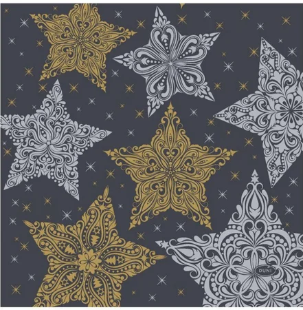 Duni servet Snowstars Black zwart 33 x 33 cm 20 stuks
