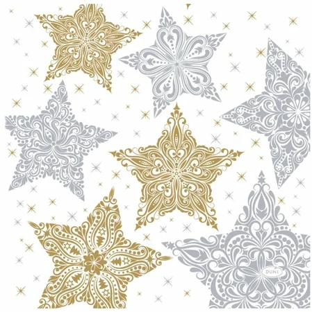 Duni servet Snowstars White wit 33 x 33 cm 20 stuks