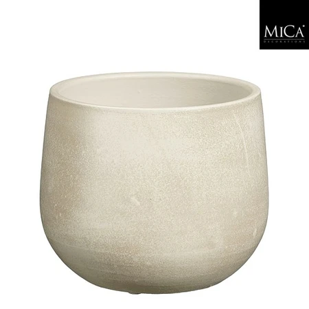 Sevilla pot rond off white - h15xd17cm