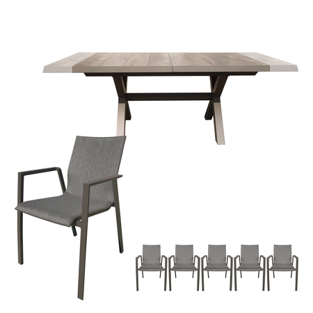 Sevilla uitschuifbare dining set voor 6 personen - afbeelding 1