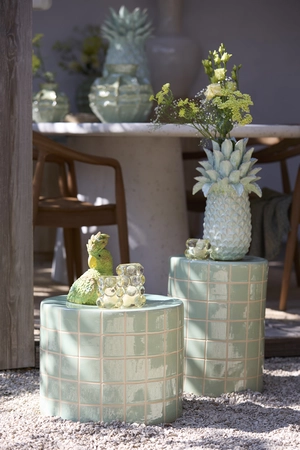 Light & Living Side table Ø42x34 cm MAUCHO ceramics light green+cream - afbeelding 4