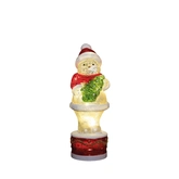 Sneeuwpop led glas 28.5x11cm wit