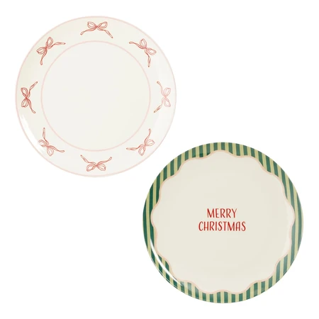 Sofia dinerbord cadeau set roze groen 4 -delig - h2,5xd27cm
