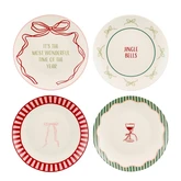 Sofia ontbijtbord cadeau set rood groen roze l.groen 4 -delig - h2xd20,5cm