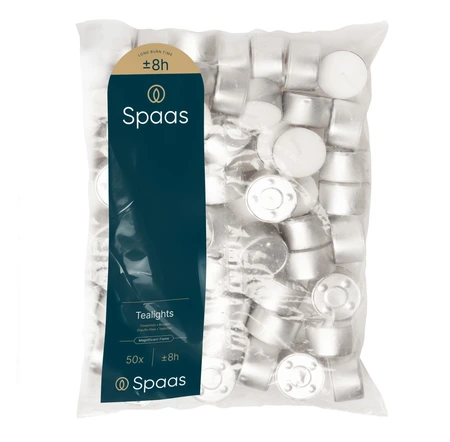 Spaas Theelichten - Wit 50 stuks brandtijd +- 8 uur