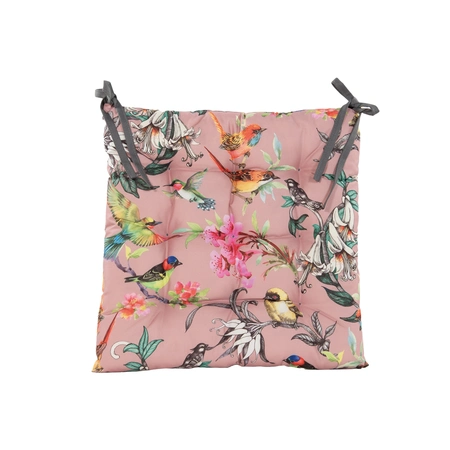 Stoelkussen vogel 38x38cm roze