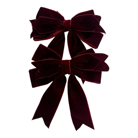 Strikken fluweel - B14xH15cm Bordeaux 2 stuks