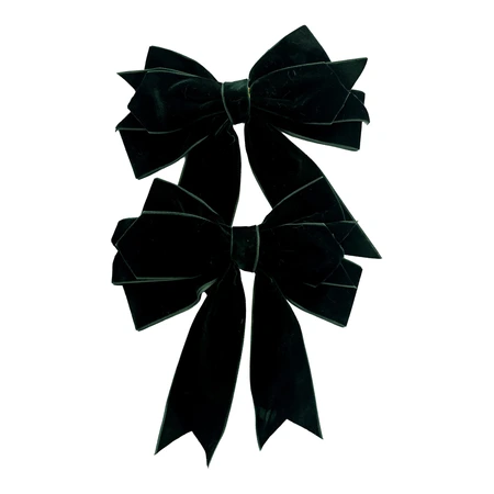 Strikken fluweel - B14xH15cm Groen 2 stuks