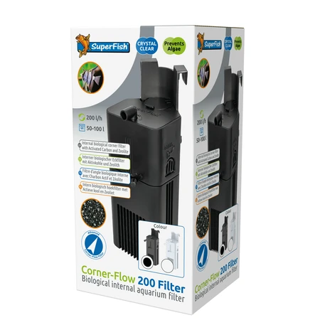 Superfish Aquariumfilter cornerflow 200 zwart 1Stuk - afbeelding 1