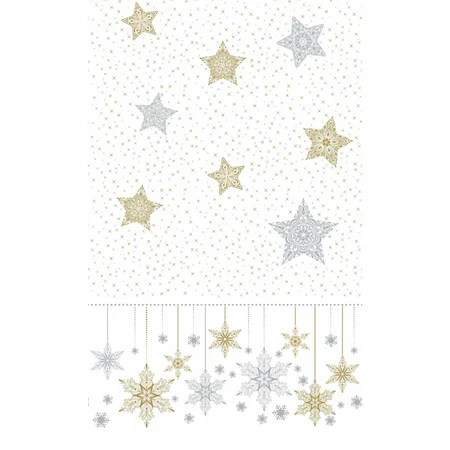 Duni tafelkleed Snowstars wit 138 x 280 cm