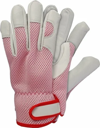 Talen Tools werkhandschoenen geitenleer elastisch roze maat L