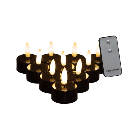 Theelicht 3d vlam batterij zwr 10st
