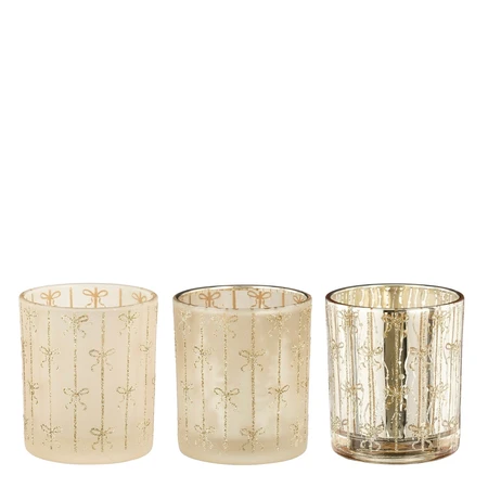 Theelicht houder goud 3 assorti - h8xd7cm