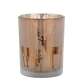 Theelicht houder hert bruin - h12,5xd10cm