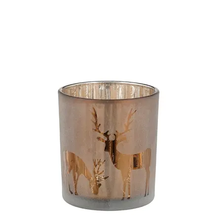 Theelicht houder hert bruin - h8xd7cm