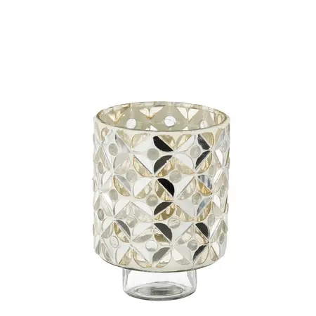 Theelicht houder mozaiek goud - h11xd8cm