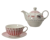 Theeset porselein L16.5b15h12cm roze 3st - afbeelding 1