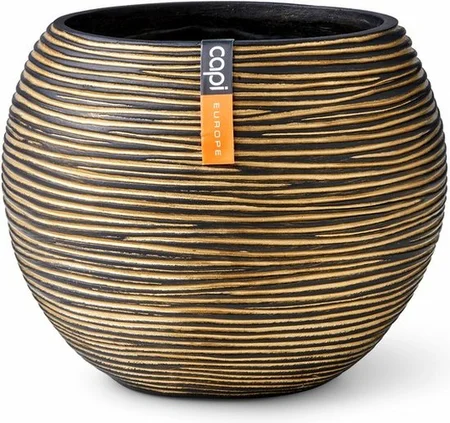 Capi Vaas bol Rib 29x26 zwart goud