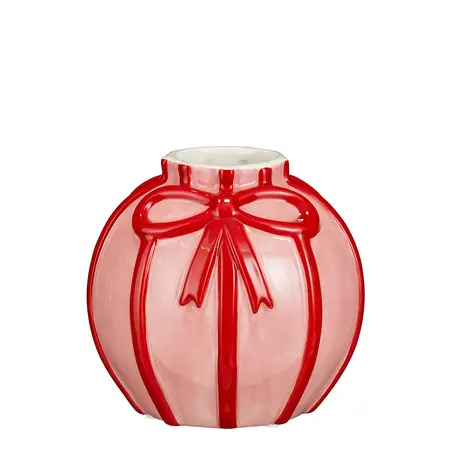 Vaas strik roze - h14xd15cm