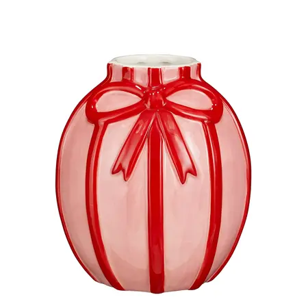 Vaas strik roze - h18,5xd17cm