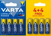 Varta Longlife Power batterijen AA 4+4 gratis