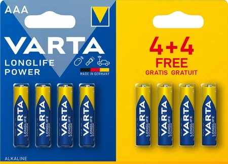 Varta Longlife Power batterijen AAA 4+4 gratis