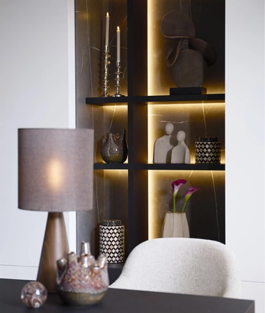 Light & Living Vase deco Ø16x26,5 cm OLITE bamboo cream+dark brown - afbeelding 4