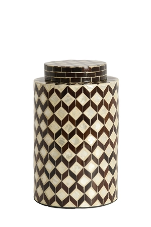 Light & Living Vase deco Ø16x26,5 cm OLITE bamboo cream+dark brown - afbeelding 1