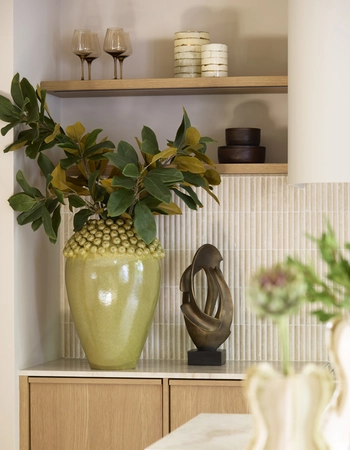 Light & Living Vase deco Ø39,5x57 cm LOVRO ceramics olive green-brown - afbeelding 4