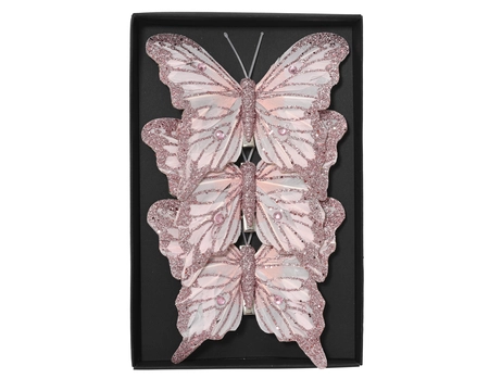Vlinder veer L12b9.7h1cm roze 3st - afbeelding 1
