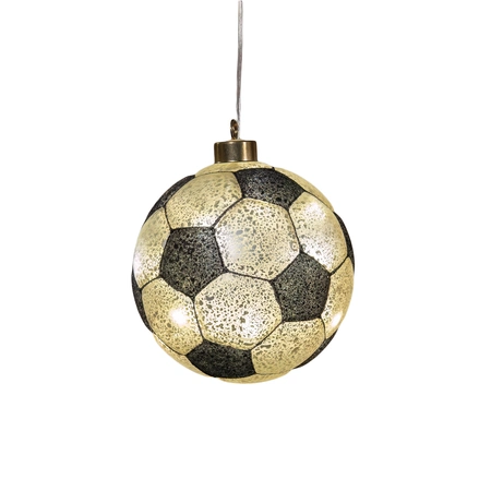 Voetbal led glas 16x10cm zwart/wit