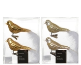 Vogel glas L9b4.50h8cm licht goud 2st - afbeelding 1