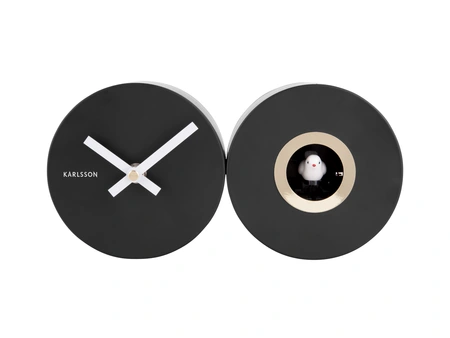 Wall clock Duo Cuckoo matt black - afbeelding 2