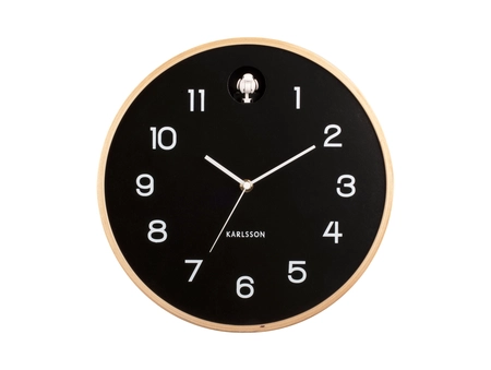 Wall clock Natural Cuckoo birch wood black - afbeelding 1