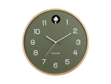 Wall clock Natural Cuckoo birch wood jungle green - afbeelding 1