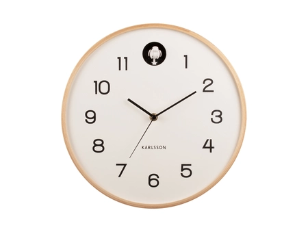 Wall clock Natural Cuckoo birch wood white - afbeelding 1