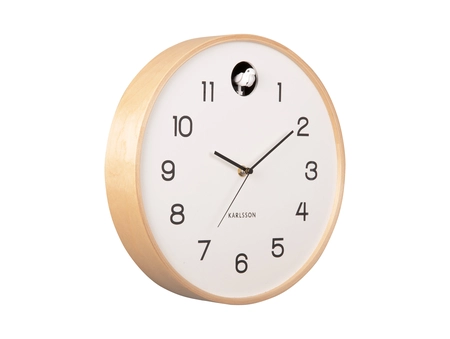 Wall clock Natural Cuckoo birch wood white - afbeelding 2