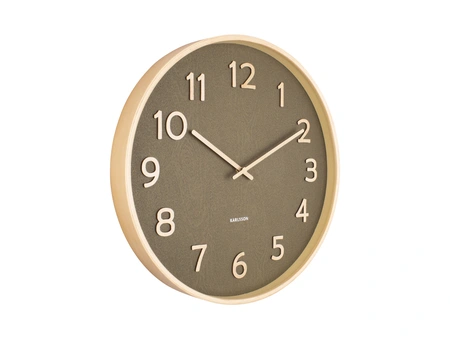 Wall clock Pure wood grain medium moss green - afbeelding 1