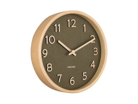 Wall clock Pure wood grain small moss green - afbeelding 1