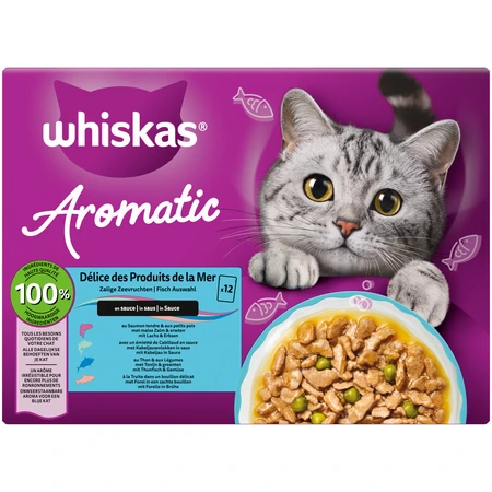 Whiskas 1+ Aroma Seafood maaltijdzakjes multipack 12x85g
