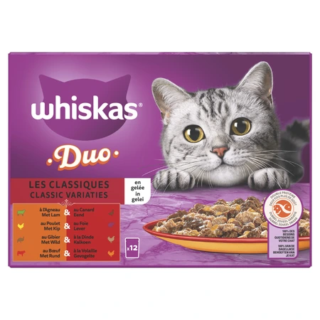 Whiskas Kattenvoer 1+ Duo classic selectie in gelei - 85 gram 12 stuks - afbeelding 1