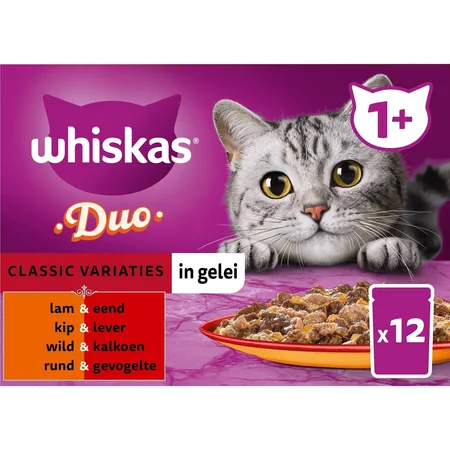 Whiskas Kattenvoer 1+ Duo classic selectie in gelei - 85 gram 12 stuks - afbeelding 2