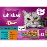 Whiskas Kattenvoer 1+ Duo surf en turf in gelei - 85 gram 12 stuks - afbeelding 2