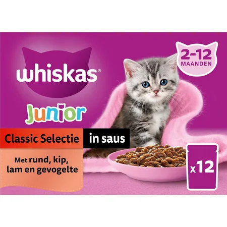 Whiskas Kattenvoer Junior classic selectie in saus - 85 gram 12 stuks - afbeelding 2