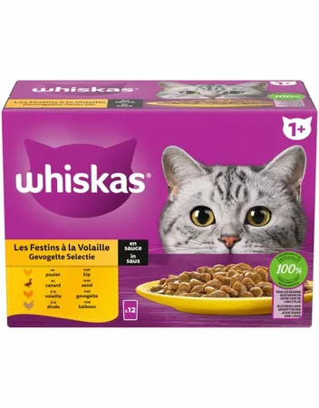 Whiskas Multipack Adult In Saus Kip Eend Kalkoen 12x85 g
