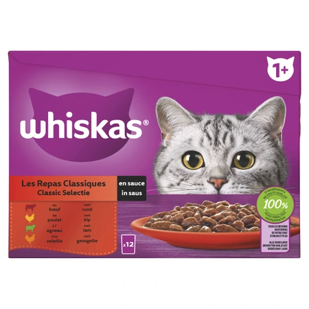 Whiskas pouch adult saus classic selectie mp 12x85gr - afbeelding 1