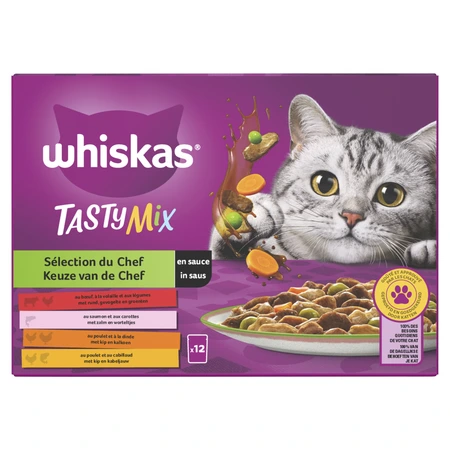 Whiskas pouch adult saus selectie van de chef mp 12x85gr - afbeelding 1