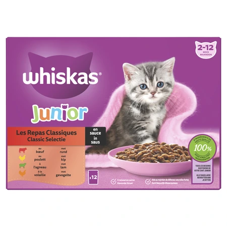 Whiskas pouch junior saus classic selectie mp 12x85gr - afbeelding 1