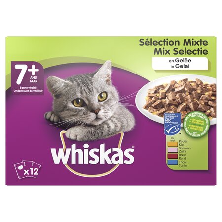 Whiskas pouch senior gelei mix selectie mp 12x100gr