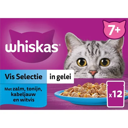 Whiskas pouch senior gelei vis selectie mp 12x85gr - afbeelding 2